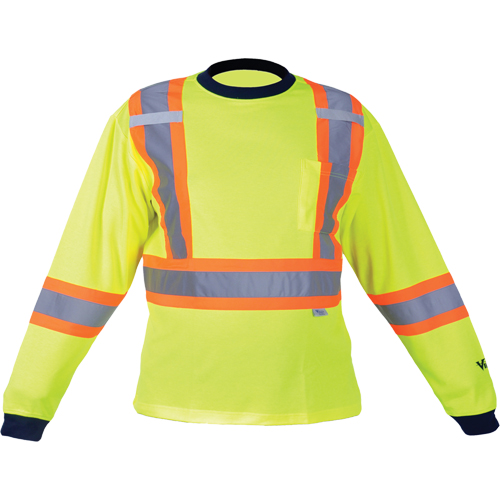 Chemise de s&eacute;curit&eacute; &agrave; manches longues, Polyester, Moyen, Jaune lime haute visibilit&eacute; Planification Entrepots Molloy