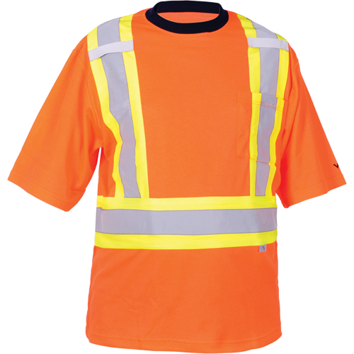 T-shirt de s&eacute;curit&eacute;, Polyester, Moyen, Orange haute visibilit&eacute; Planification Entrepots Molloy