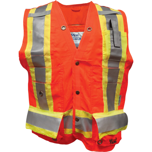 Veste de s&eacute;curit&eacute; ignifug&eacute; pour arpenteur, Orange haute visibilit&eacute;, Petit, Polyester Planification Entrepots Molloy