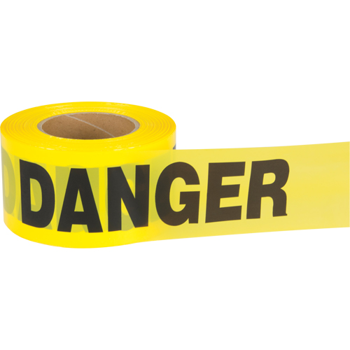 Ruban pour barricade Danger, Bilingue, 3" la x 1000' lo, 1,5 mil, Noir sur jaune Planification Entrepots Molloy