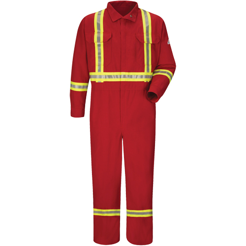 Flame-Resistant Deluxe Coveralls with Reflective Trim, Size 38, Red, 5.6 cal/cm² Planification Entrepots Molloy