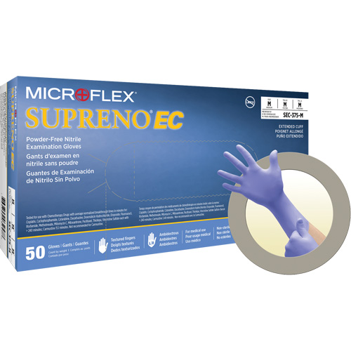 Gants Supreno EC, Petit, Nitrile, 5,5-mil, Sans poudre, Mauve, Classe 2 Planification Entrepots Molloy