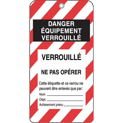Lockout Tags, Plastic, 3" W x 5-3/4" H, French Planification Entrepots Molloy