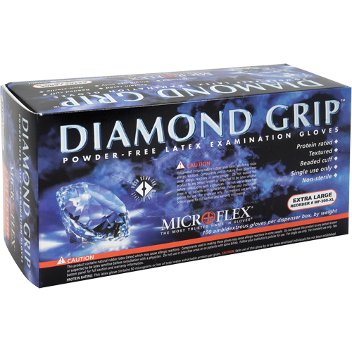 Diamond Grip Examination Gloves, X-Large, Latex, 8-mil, Powder-Free, Natural, Class 2 Planification Entrepots Molloy