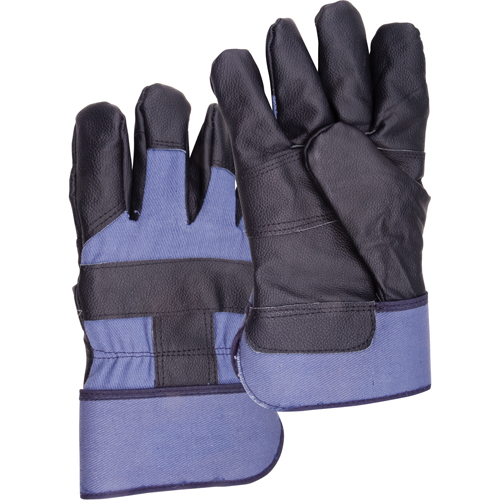 Blue Winter-Lined Work Gloves, Large, Grain Furniture Palm, Cotton Fleece Inner Lining Planification Entrepots Molloy