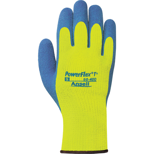 Gants PowerFlex T° Hi Viz 80-400, 7/Petit, R&ecirc;vetement Latex de caoutchouc, Calibre 7, Enveloppe en Tissu &eacute;ponge Planification Entrepots Molloy
