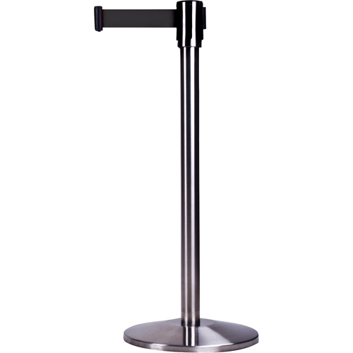 Free-Standing Crowd Control Barrier, Steel, 35" H, Black Tape, 7' Tape Length Planification Entrepots Molloy