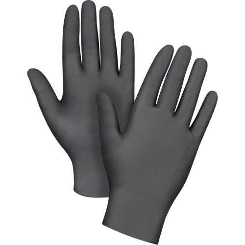 Puncture-Resistant Medical-Grade Disposable Gloves, Large, Nitrile, 5-mil, Powder-Free, Black, Class 2 Planification Entrepots Molloy