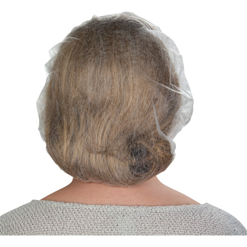 Non-Woven Bouffant Caps, Polypropylene, 21"/Large, White Planification Entrepots Molloy