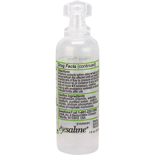 Bouteilles de solution saline pour douche oculaire, Bouteille Plein, 1 oz Planification Entrepots Molloy