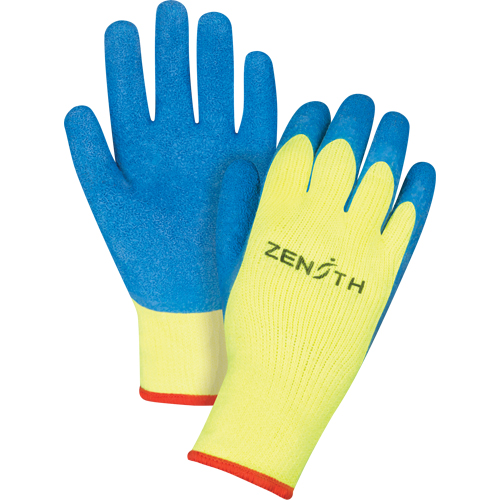 Gants haute visibilit&eacute; doubl&eacute;s d'acrylique & enduits de caoutchouc, 10/T-Grand, R&ecirc;vetement Latex de caoutchouc, Calibre 7, Enveloppe en Tissu &eacute;ponge Planification Entrepots Molloy