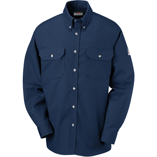 Flame-Resistant Cool Touch&reg; 2 Button Front Deluxe Shirts, Small, Navy Blue Planification Entrepots Molloy