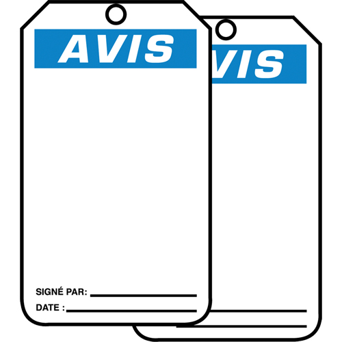 Safety Tags, Cardstock, 3-1/8" W x 5-7/8" H, French Planification Entrepots Molloy