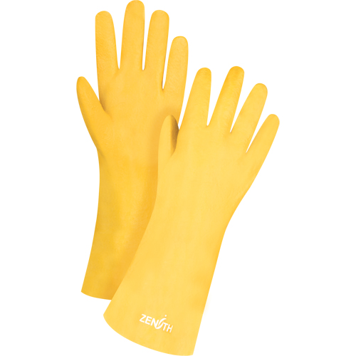 Gants &agrave; fini rugueux et r&eacute;sistants aux produits chimiques, Taille 9, 14" lo, PVC, Doublure en Interlock, 47-mil Planification Entrepots Molloy