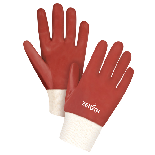 Gants rouges &agrave; fini doux r&eacute;sistants aux produits chimiques, Taille Grand/9, 10" lo, PVC, Doublure en Interlock, 47-mil Planification Entrepots Molloy