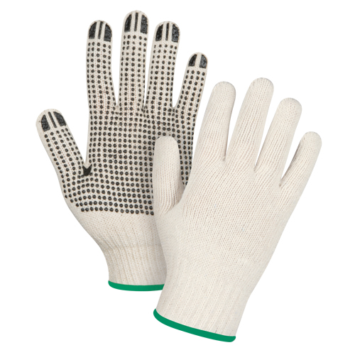 Heavyweight Dotted String Knit Gloves, Poly/Cotton, Single Sided, 7 Gauge, Medium Planification Entrepots Molloy