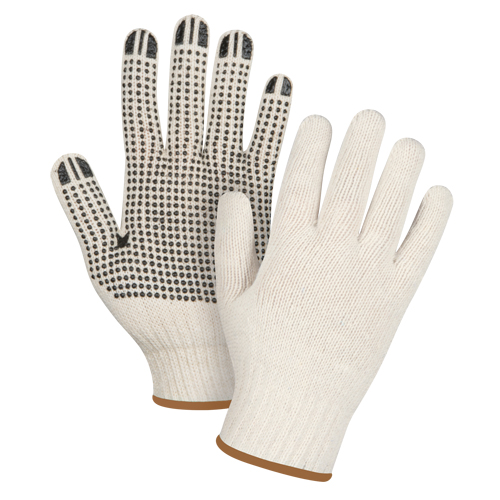 Gants l&eacute;gers tricot&eacute;s &agrave; pois, Poly/coton, Un c&ocirc;t&eacute;, Calibre 7, Grand Planification Entrepots Molloy