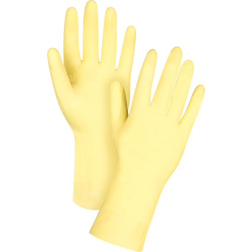 Gants jaune canari de premi&egrave;re qualit&eacute; r&eacute;sistants aux produits chimiques, Taille T-Grand/10, 12" lo, Latex de caoutchouc, Doublure en Ouat&eacute;e, 18 mils Planification Entrepots Molloy