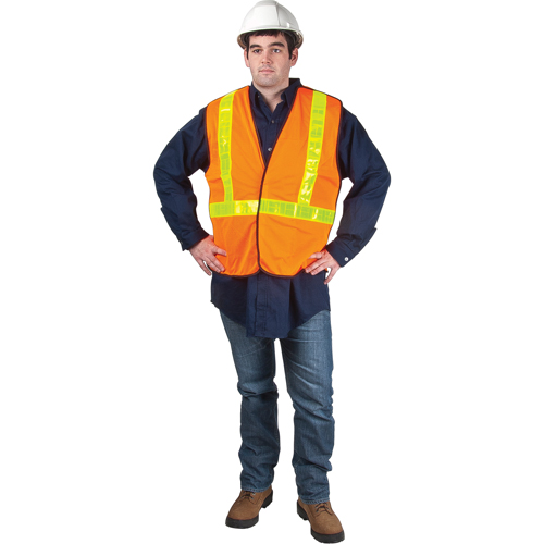 5-Point Tear-Away Traffic Safety Vest, High Visibility Orange, Medium, Polyester Planification Entrepots Molloy