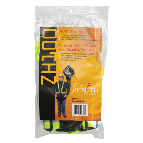 Standard-Duty Safety Harness, High Visibility Lime-Yellow, Silver Reflective Colour, X-Large Planification Entrepots Molloy