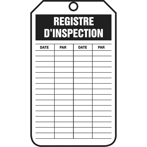 Inspection Tags, Plastic, 3-1/8" W x 5-7/8" H, French Planification Entrepots Molloy