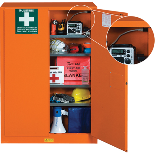 Armoires de rangement pour pr&eacute;paration aux situations d'urgence, Acier, 4 Tablettes, 65" h x 43" la x 18" P, Orange Planification Entrepots Molloy