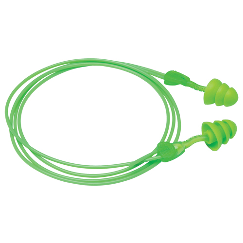 Bouchons d'oreilles r&eacute;utilisables Glide Trio, Avec cordon, Vrac - &agrave; nu, 27 dB NRR, Taille unique Planification Entrepots Molloy