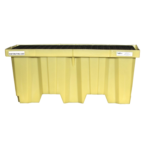 Nestable 2-Drum Poly-Spillpallet With Drain, 66 US gal. Spill Capacity, 51" x 26" x 21" Planification Entrepots Molloy