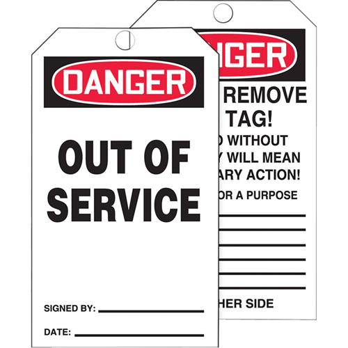 Tags By-The-Roll Safety Tags, Cardstock, 3" W x 6-1/4" H, English Planification Entrepots Molloy