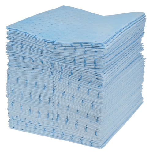 Premium Blue Bonded Sorbent Pads, Oil Only, 15" x 18", 30 gal. Absorbancy Planification Entrepots Molloy