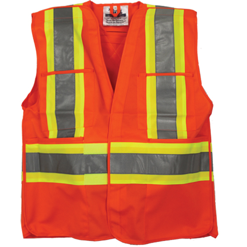 Veste de s&eacute;curit&eacute; pour arpenteur, Orange haute visibilit&eacute;, 4T-Grand/5T-Grand, Polyester Planification Entrepots Molloy