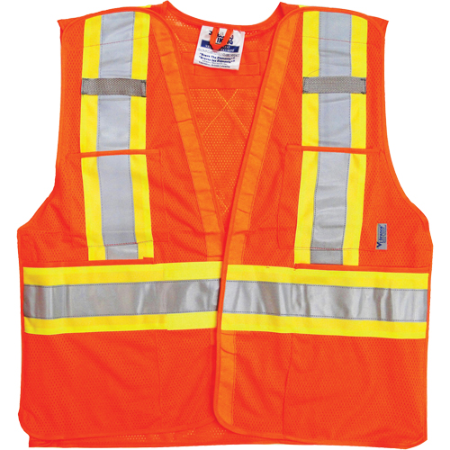 Vestes de s&eacute;curit&eacute; pour la circulation, Orange haute visibilit&eacute;, Grand/T-Grand, Polyester Planification Entrepots Molloy