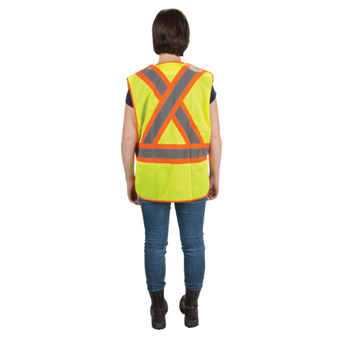 Veste d'arpenteur haute visibilit&eacute;, conforme &agrave; la CSA, Jaune lime haute visibilit&eacute;, Moyen, Polyester Planification Entrepots Molloy