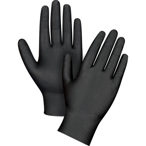 Heavyweight Tactile Grip Examination Gloves, Small, Nitrile, 8-mil, Powder-Free, Black Planification Entrepots Molloy
