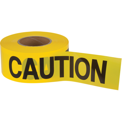 Ruban pour barricade Caution, Anglais, 3" la x 1000' lo, 1,5 mil, Noir sur jaune Planification Entrepots Molloy