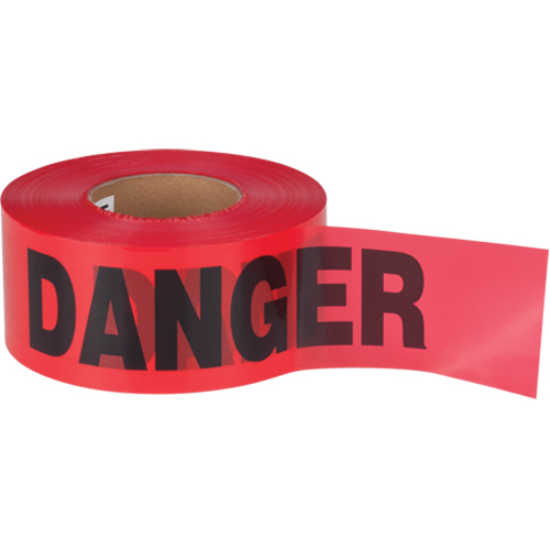 "Danger" Barricade Tape, Bilingual, 3" W x 1000' L, 1.5 mils, Black on Red Planification Entrepots Molloy