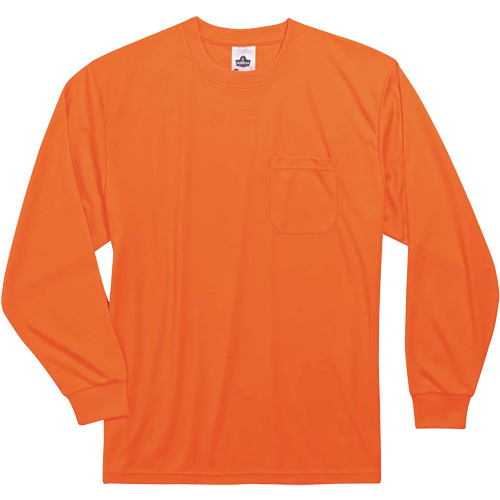 GloWear 8091 Non-Certified Long Sleeve T-Shirt, Polyester, Small, High Visibility Orange Planification Entrepots Molloy
