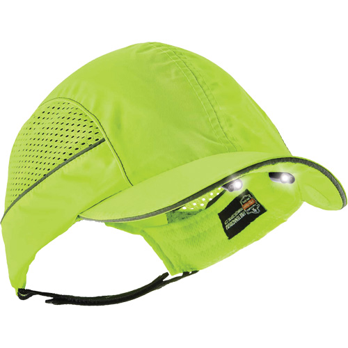 Casquette &agrave; bord court avec &eacute;clairage DEL Skullerz 8960, Vert lime haute visibilit&eacute; Planification Entrepots Molloy