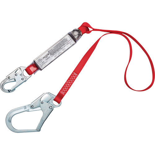 Shock-Absorbing Lanyard, 4', Snap Hook Center, Rebar Hook Leg Ends, Polyester Planification Entrepots Molloy