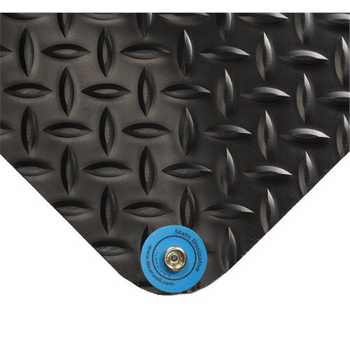Tapis conducteur d'&eacute;lectricit&eacute; no 786, 4' la x 10' lo x 15/16" &eacute;p, PVC, Losange, Noir Planification Entrepots Molloy