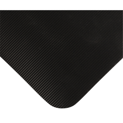 Tapis tr&egrave;s robuste pour panneau de contr&ocirc;le No 720, Ondul&eacute;, 3' x 10' x 5/8", Noir, PVC Planification Entrepots Molloy