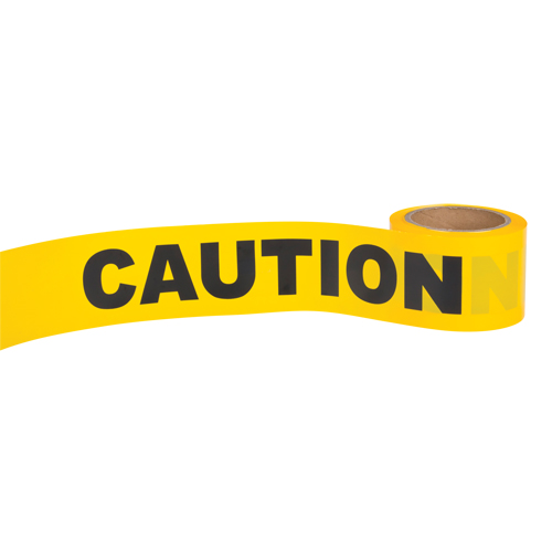 "Caution" Barricade Tape, English, 3" W x 300' L, 1.5 mils, Black on Yellow Planification Entrepots Molloy