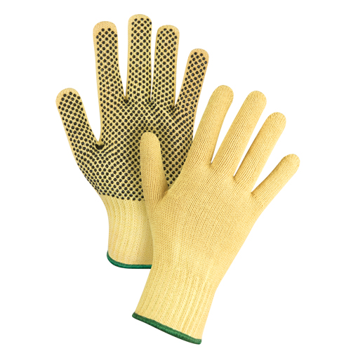 Gants tricot&eacute;s sans couture &agrave; pois, Taille Moyen/8, Calibre 7, Rev&ecirc;tement PVC, Enveloppe en Kevlar, ASTM ANSI niveau A2/EN 388 niveau 3 Planification Entrepots Molloy