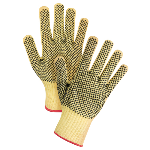Gants tricot&eacute;s deux c&ocirc;t&eacute;s, sans couture, &agrave; pois, Taille Petit/7, Calibre 7, Rev&ecirc;tement PVC, Enveloppe en Kevlar, ASTM ANSI niveau A2/EN 388 niveau 3 Planification Entrepots Molloy