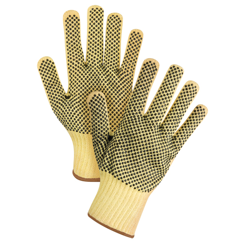 Gants tricot&eacute;s deux c&ocirc;t&eacute;s, sans couture, &agrave; pois, Taille Grand/9, Calibre 7, Rev&ecirc;tement PVC, Enveloppe en Kevlar, ASTM ANSI niveau A2/EN 388 niveau 3 Planification Entrepots Molloy