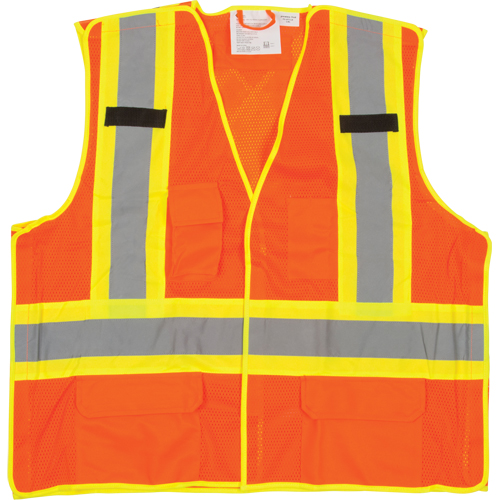 5-Point Tear-Away Premium Safety Vest , High Visibility Orange, Large/X-Large, Polyester Planification Entrepots Molloy