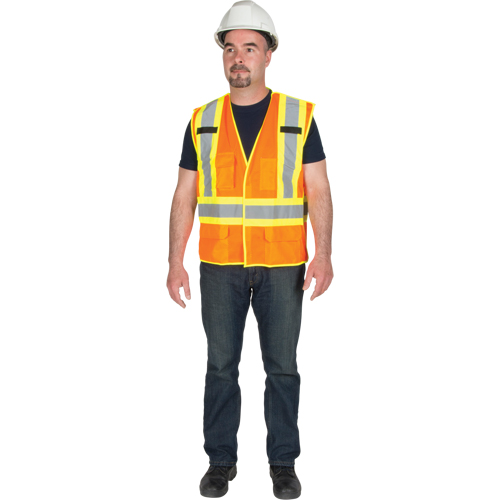 5-Point Tear-Away Premium Safety Vest , High Visibility Orange, Large/X-Large, Polyester Planification Entrepots Molloy