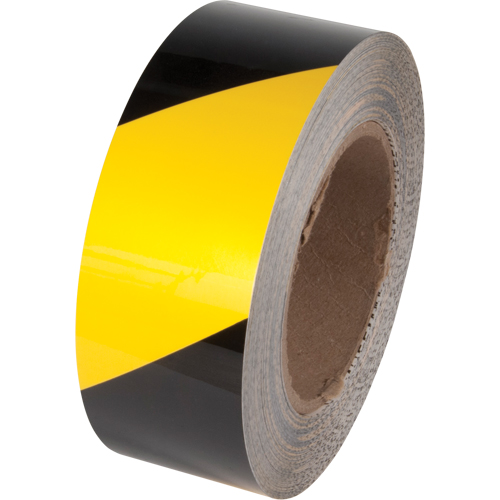 Ruban de marquage pour plancher Tuff Mark, 4" x 100', Polyester, Noir et jaune Planification Entrepots Molloy