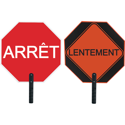 Panneau de signalisation &agrave; deux c&ocirc;t&eacute;s  Arr&ecirc;t/Lentement  Planification Entrepots Molloy