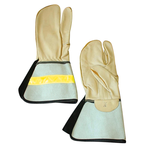 Gant &agrave; 3 doigts pour monteur de ligne, Moyen, Paume en Cuir fleur de vache Planification Entrepots Molloy